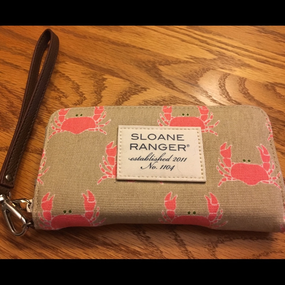 Sloane Ranger crab print wallet, new without tags